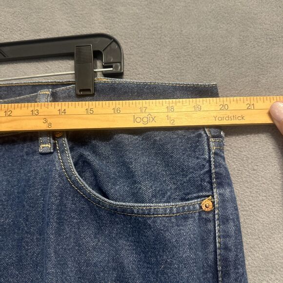 Levis 505 Regular Fit Straight Leg Jeans Mens 38x32 Blue Rigid Denim Classic - Picture 5 of 9